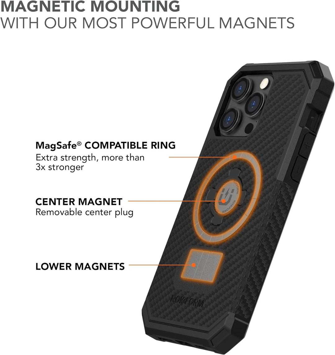 Rokform - iPhone 14 Pro Max Hülle, Rugged Series, Dual Magnet + MagSafe kompatibel, iPhone Cover mit