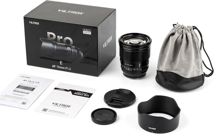 VILTROX PRO 75 mm f/1.2 E für Sony E Mount, 75 mm f1.2 Autofokus-Weitwinkelobjektiv für Sony E Mount