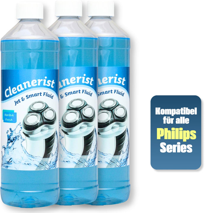 3x 1L Cleanerist scherkopfreiniger Nachfüllflüssigkeit Jet & Smart Fluid Reinigungsflüssigkeit kompa