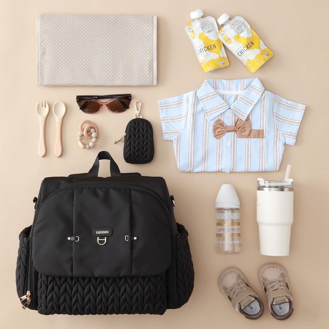 Leila Wickelrucksack mit verstellbaren Schultergurten, Kinderwagen-Clips und Wickelauflage – Modebew