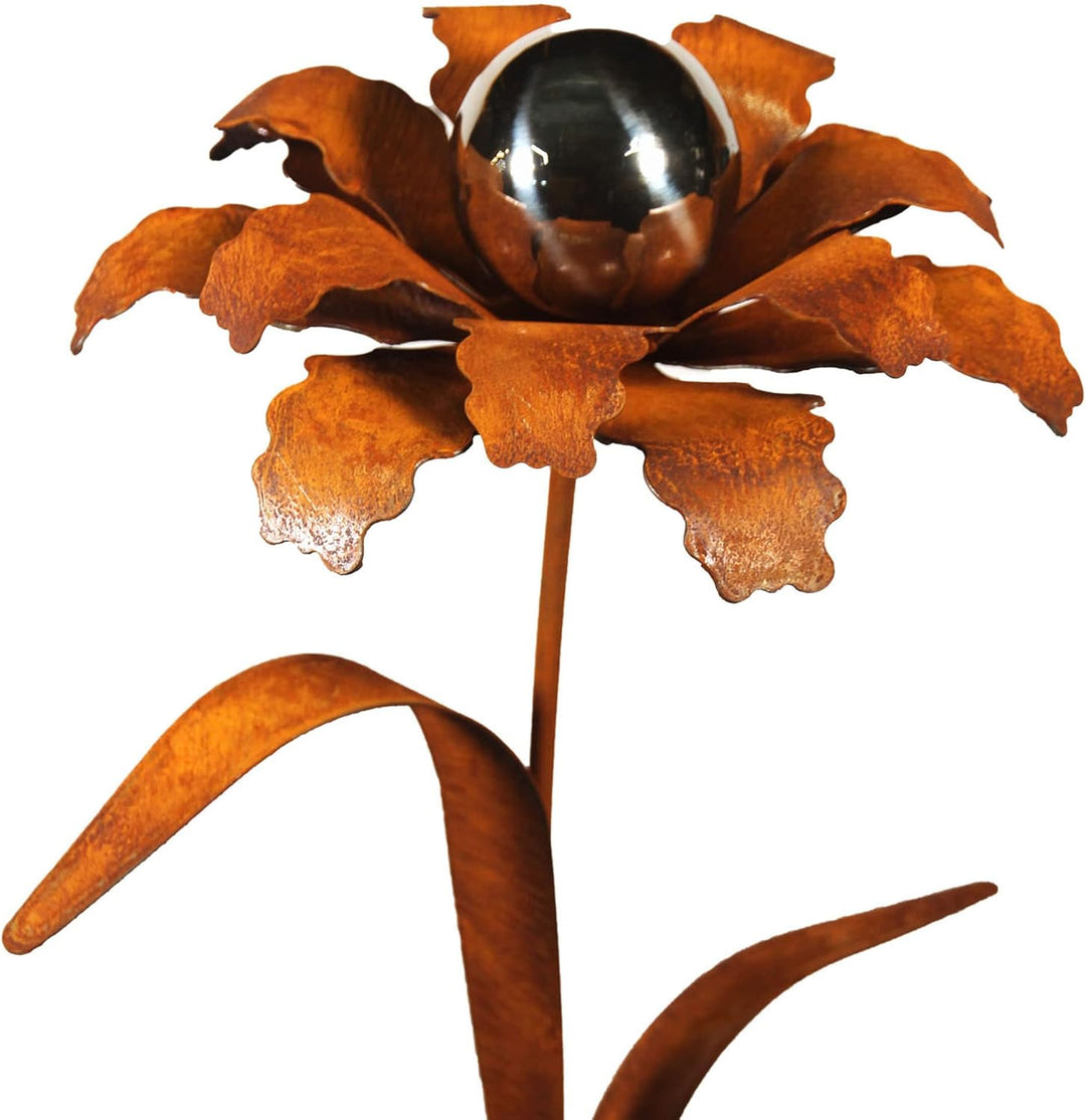 Bornhöft Gartenstecker Blume Metall Gartendeko Rost Edelrost rostiger Beetstecker 110cm Deko Rostfig