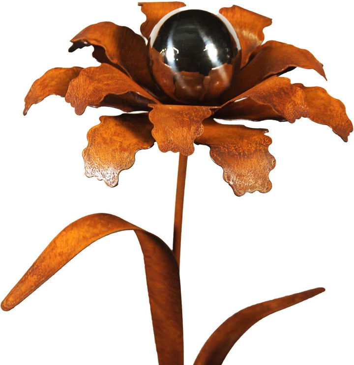 Bornhöft Gartenstecker Blume Metall Gartendeko Rost Edelrost rostiger Beetstecker 110cm Deko Rostfig