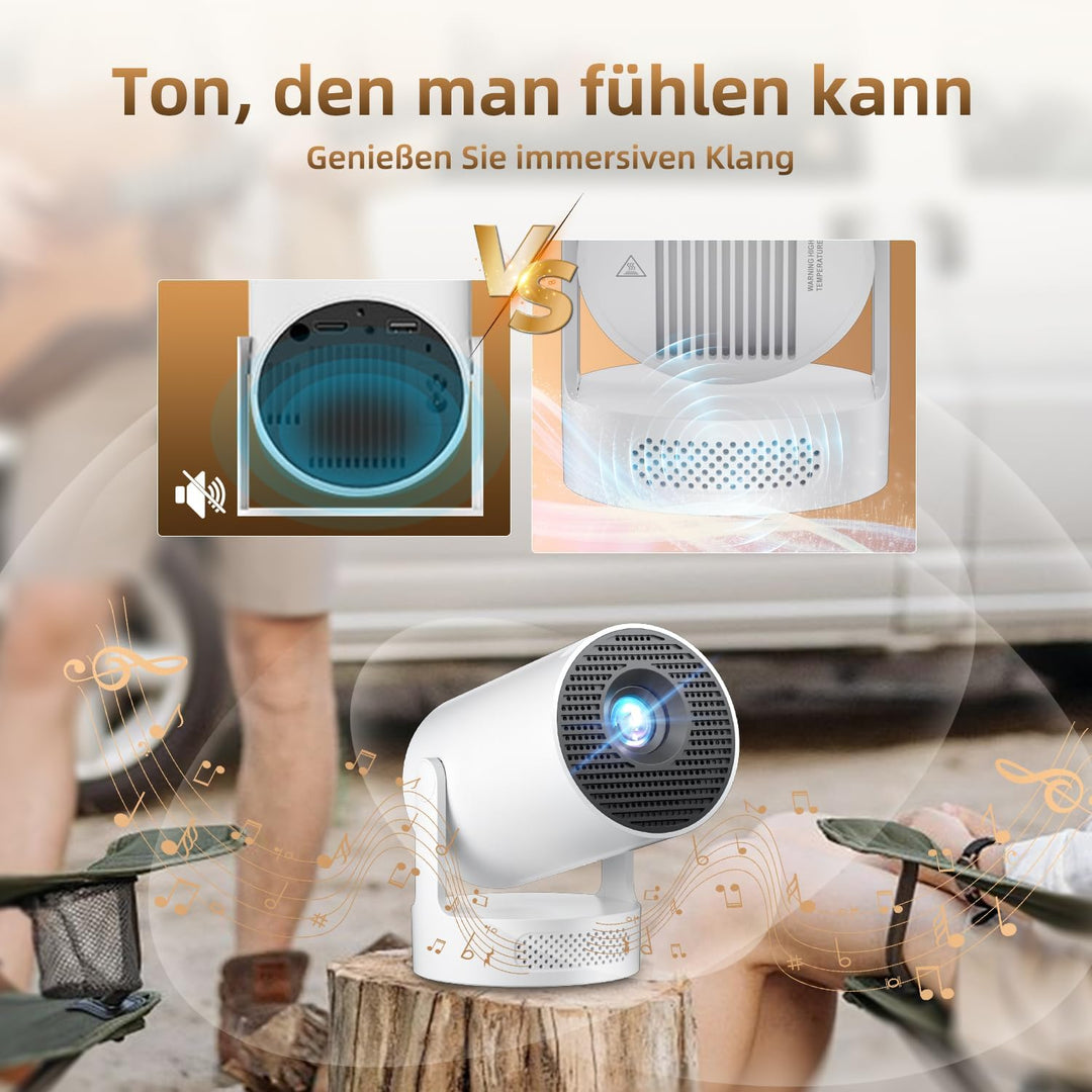 Mini Beamer 4K Unterstützt,Auto Trapezkorrektur mit WiFi 6 BT,Smart Projektor 4K FHD 1080P Unterstüt