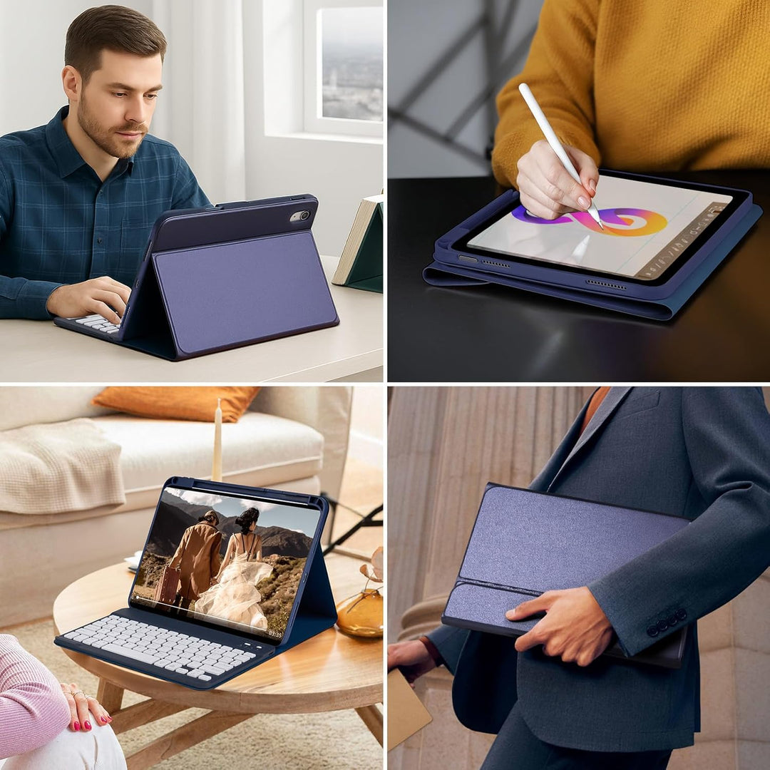 WALWALO Hülle mit Tastatur für iPad A16 11 Generation 2025/10 Generation 2022, (11/10.9 Zoll) - 7 Be