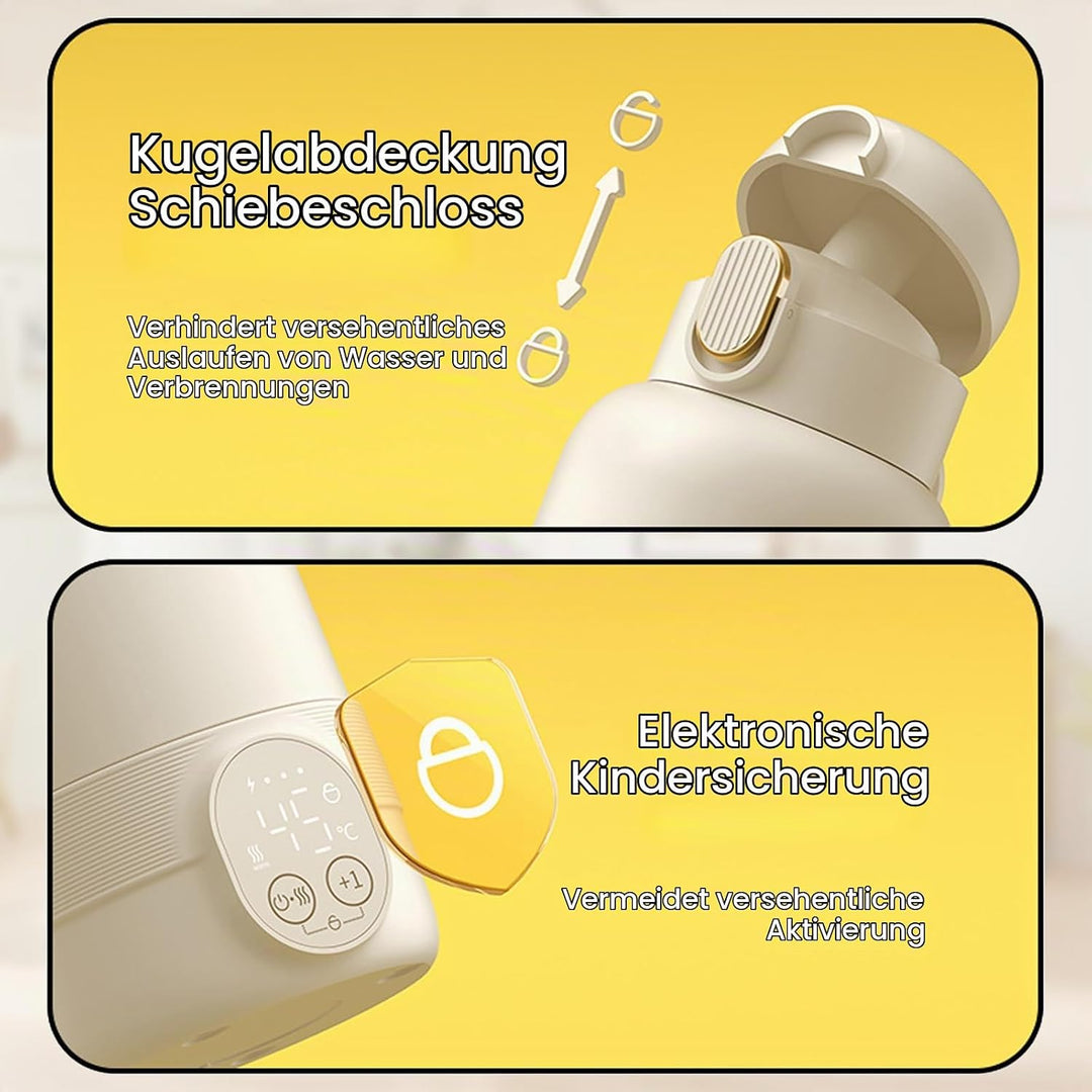 Babyflaschenwärmer Schnellheizender,Flaschenwärmer Baby Unterwegs Mit Batteriestandsanzeige,37~55 °c