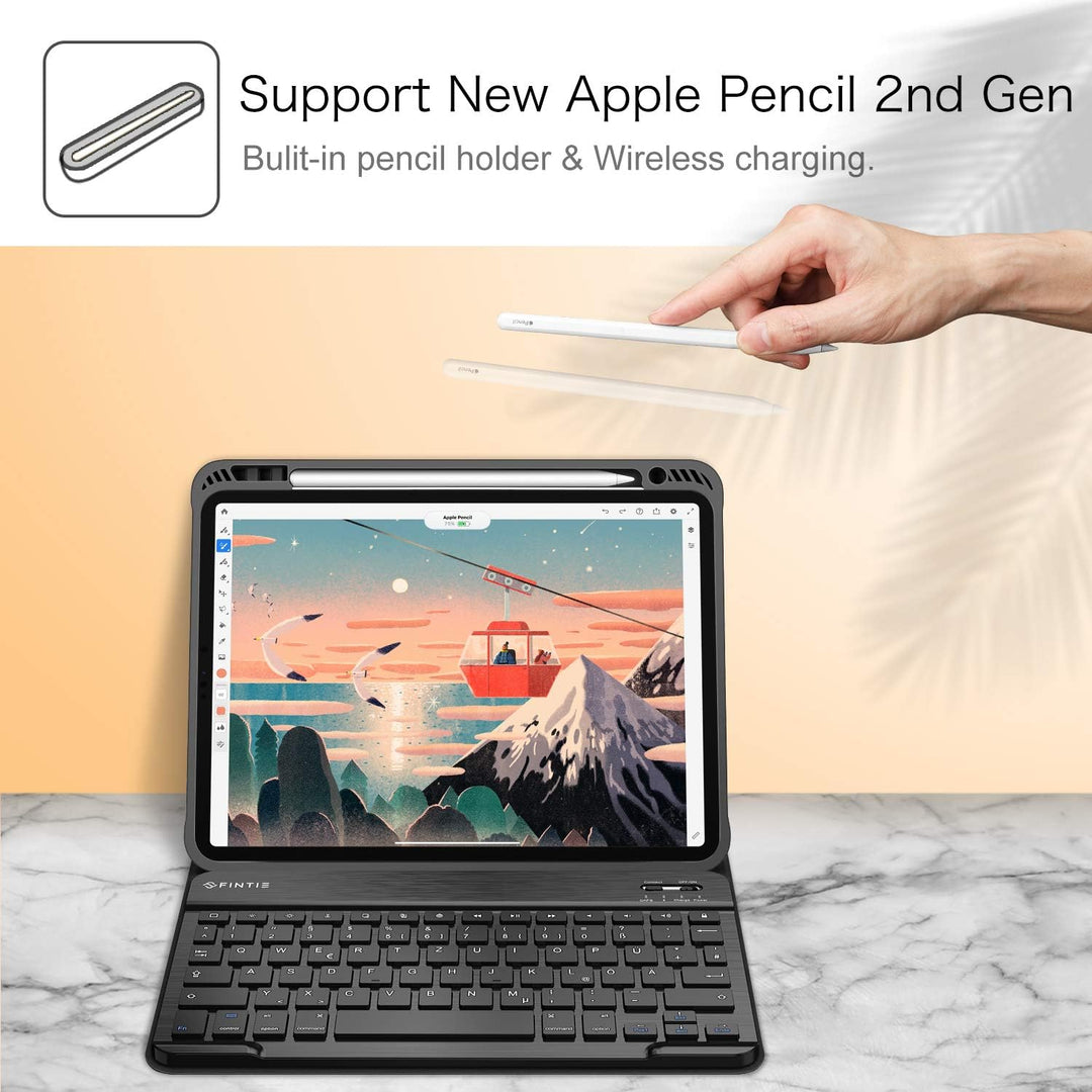 Fintie Tastatur Hülle für iPad Pro 11 Zoll 2020 &amp; 2018, Soft TPU Rückseite Gehäuse Schutzhülle mit P