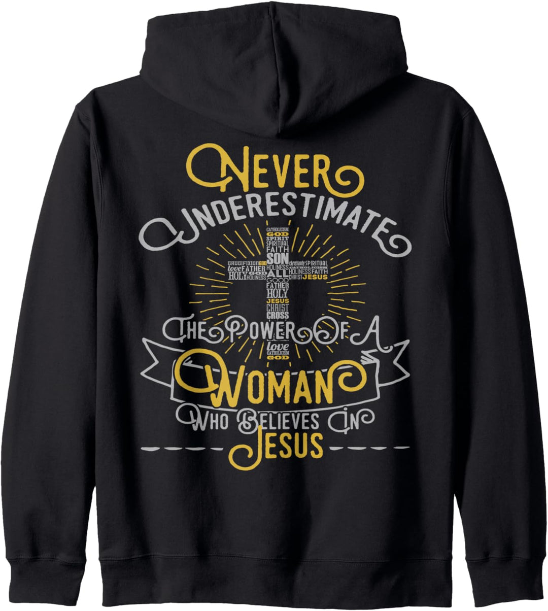 Unterschätze niemals die Kraft einer Frau, die an Jesus glau Kapuzenjacke