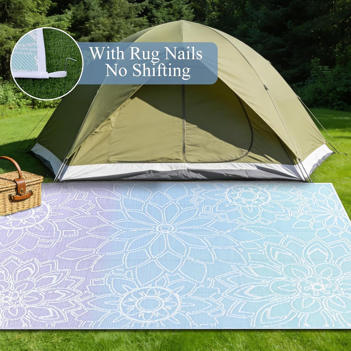 Wetterfest Wendbarer Outdoor Teppich (Bläulich-Violett, 180 x 270 cm) Bläulich-violett 180 x 270 cm,