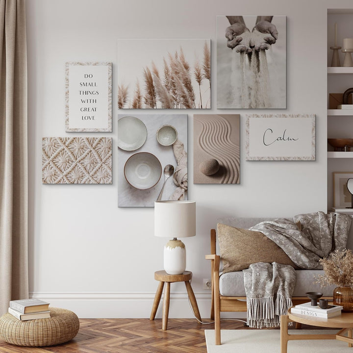 Muralo - Wandbilder Set - Leinwand Bilder Aufhängefertig in Boho Stil - das Leinwandbilder - Bilder