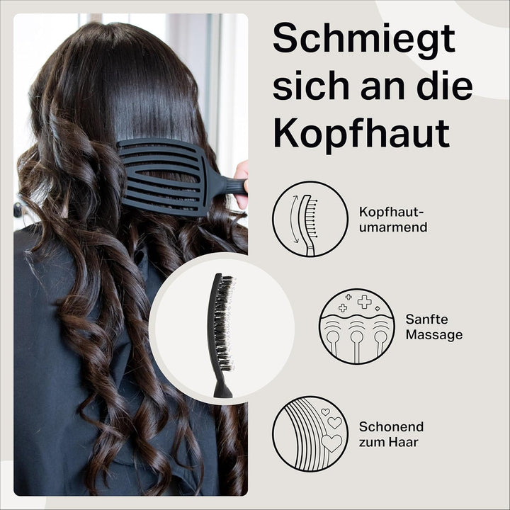 Olivia Garden Fingerbrush Care Iconic - Large - Schwarz - Detangler Bürste mit Wildschweinborsten &