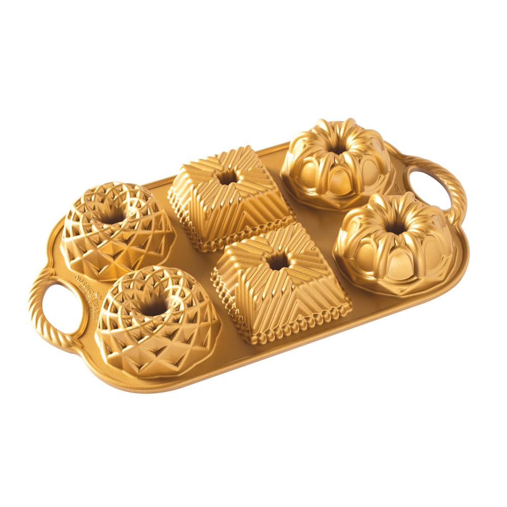 Nordic Ware Backform Geo Bundtlette Aluminium Gold, 27,9cm x 17,8cm, NW 91277
