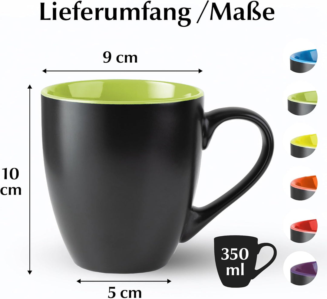 MIAMIO - 6 x 350 ml Kaffeetassen/Kaffeebecher Set - Tassen Set 6er Modern - Le Papillon Kollektion B