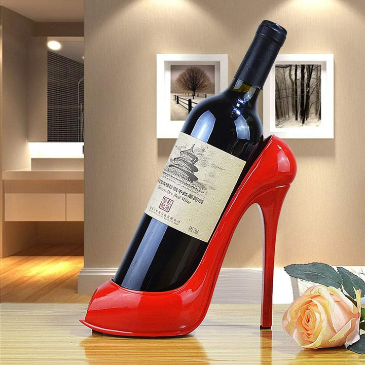Fantasee Weinflaschenhalter mit hohem Absatz, für Hochzeit, Party, Heimdekoration (roter High Heel),