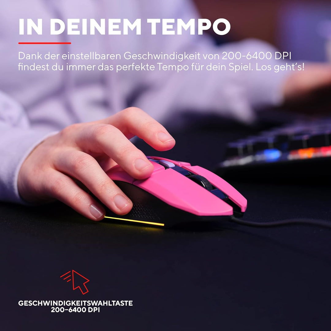 Trust Gaming GXT 109P Felox Gaming Maus mit 6 Programmierbare Tasten, Mehrfarbige LED-Beleuchtung, 2