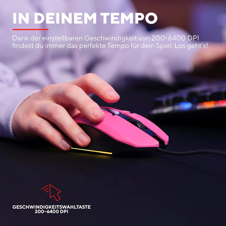 Trust Gaming GXT 109P Felox Gaming Maus mit 6 Programmierbare Tasten, Mehrfarbige LED-Beleuchtung, 2