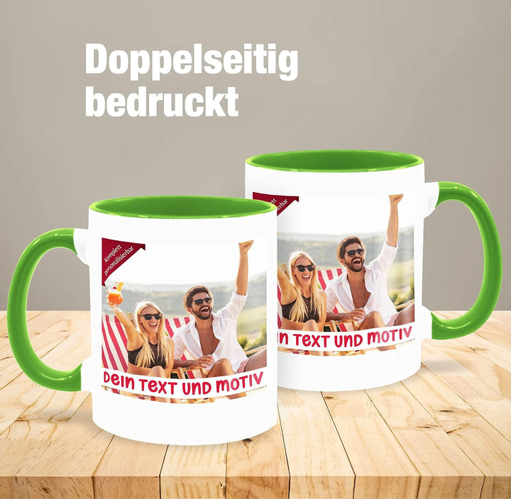 Tasse Tassen 325ml - eigenem Bild - Eigenes Foto Geschenk I - 325 ml - Hellgrün - selbst gestaltet f