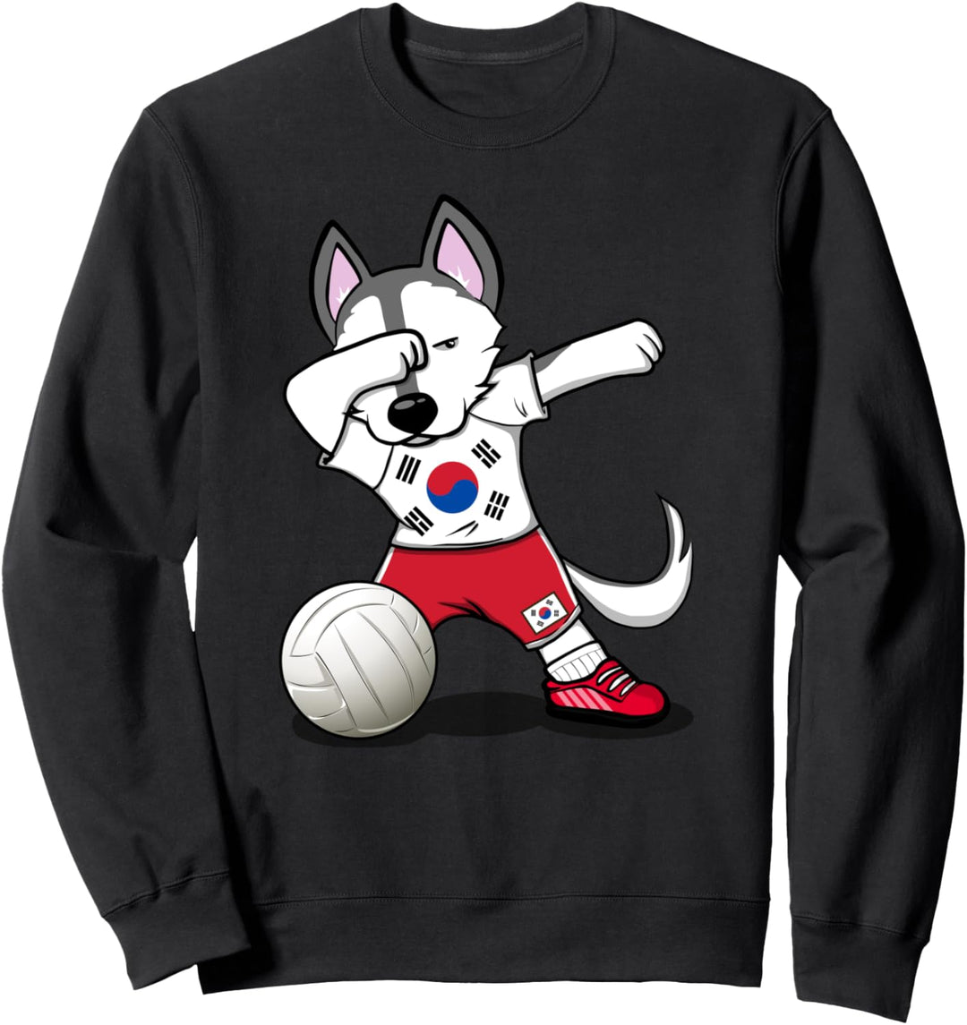 Dabbing Husky Hund Südkorea Volleyball - Koreanische Flagge Sweatshirt