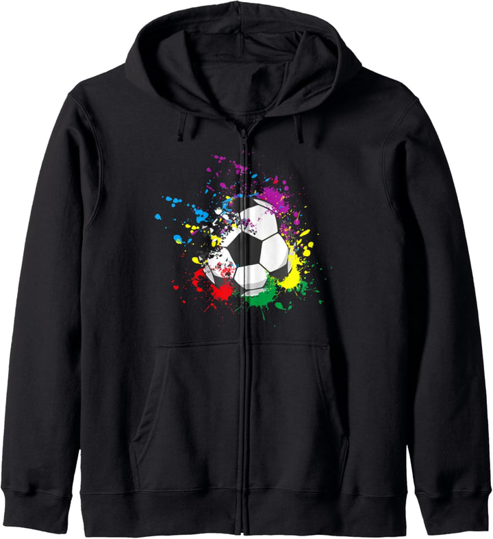 Bunter Splash Fussball Kapuzenjacke