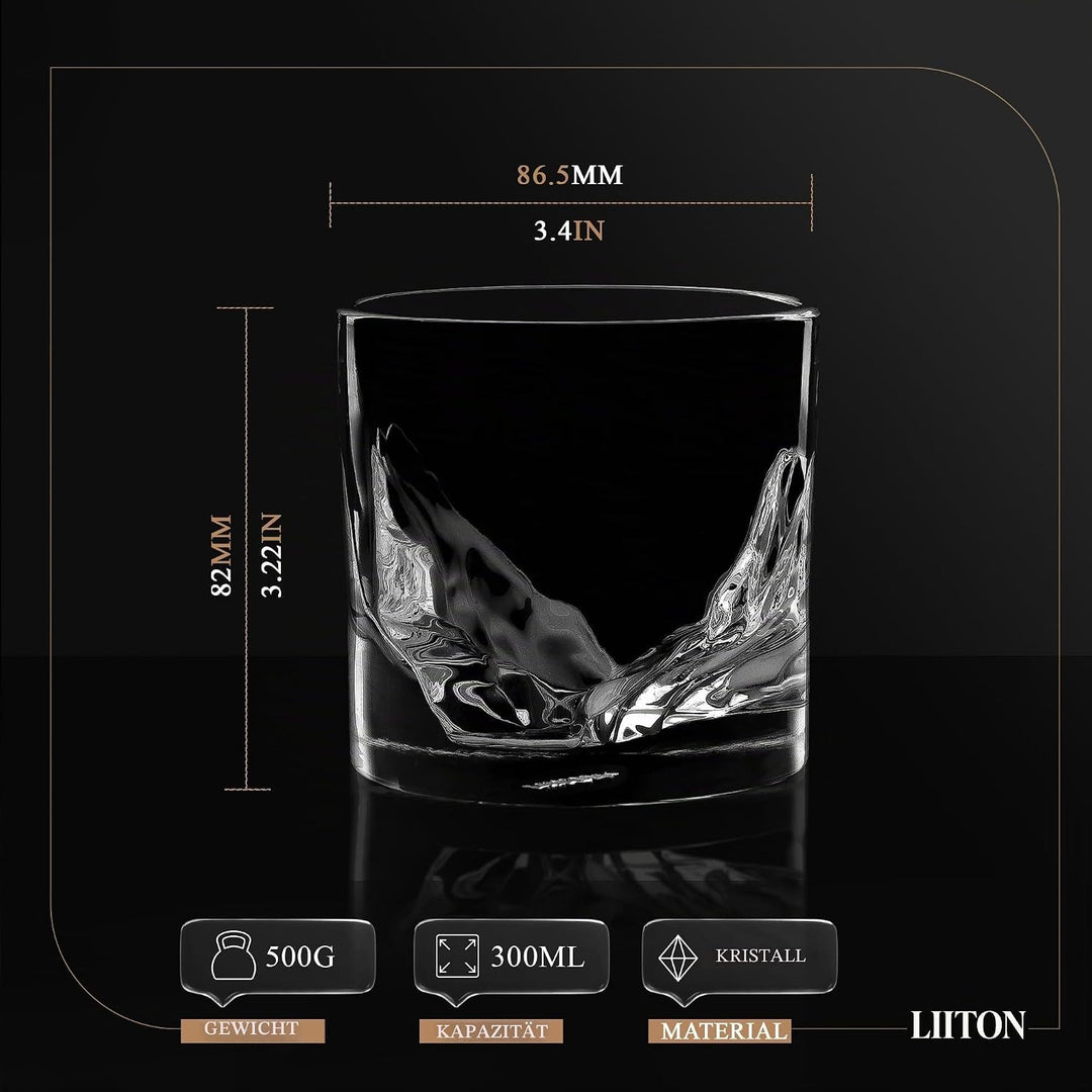 LIITON Whisky Gläser aus Kristallglas, Tumblergläser, Geschenke für Männer für Cocktails, Gin, Bourb