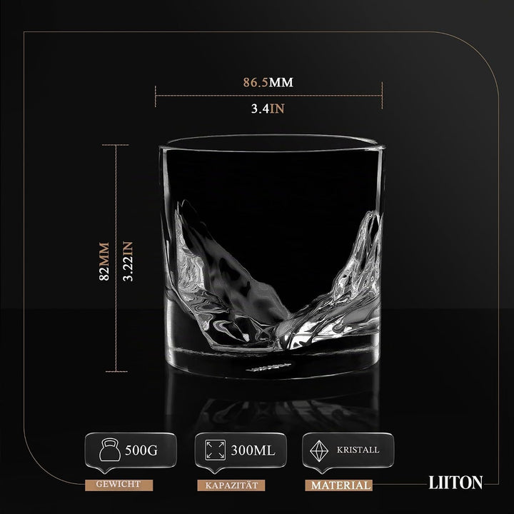 LIITON Whisky Gläser aus Kristallglas, Tumblergläser, Geschenke für Männer für Cocktails, Gin, Bourb