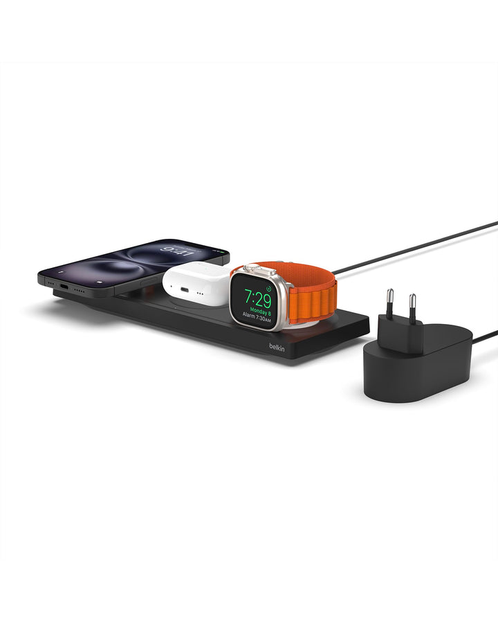 Belkin MagSafe drahtloses 3-in-1-Ladegerät, MFi-zertifiziertes Ladepad, MagSafe Ladestation für die