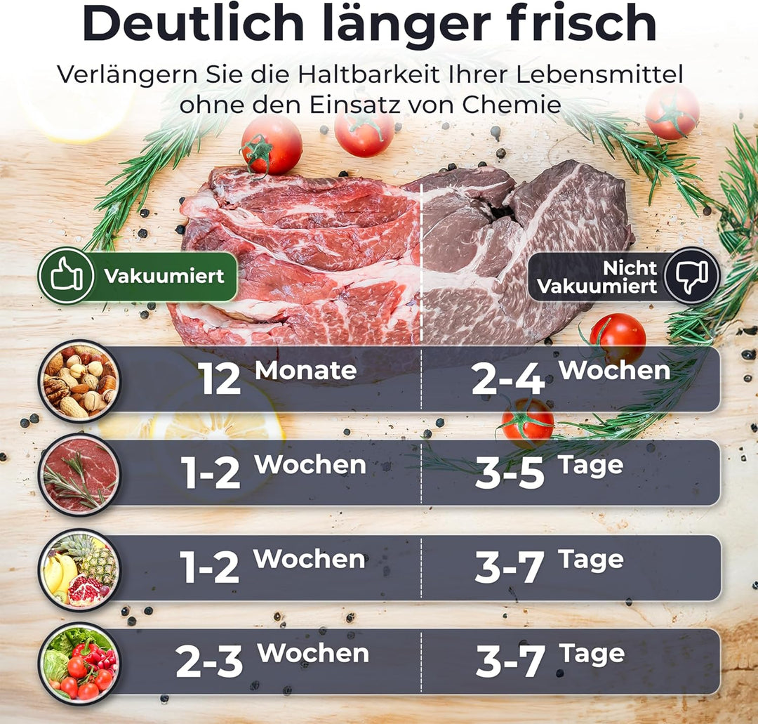 KLAMER Vakuumiergerät Kammer Edelstahl, 98 kPa Profi Kammervakuumierer, Marinier-Funktion, Feuchte L