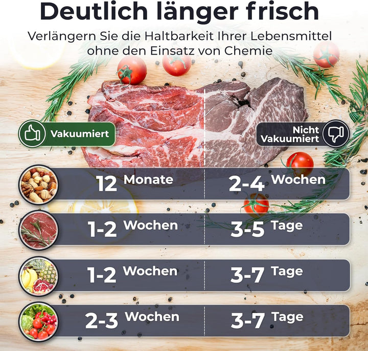 KLAMER Vakuumiergerät Kammer Edelstahl, 98 kPa Profi Kammervakuumierer, Marinier-Funktion, Feuchte L