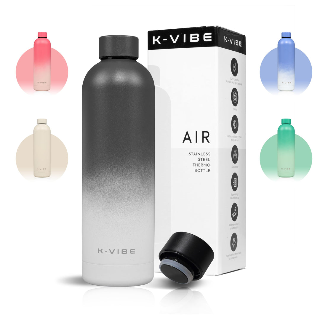 K-VIBE Isolierte Trinkflasche 750 ml – Edelstahl Thermosflasche doppelwandig & kohlensäuregeeignet –