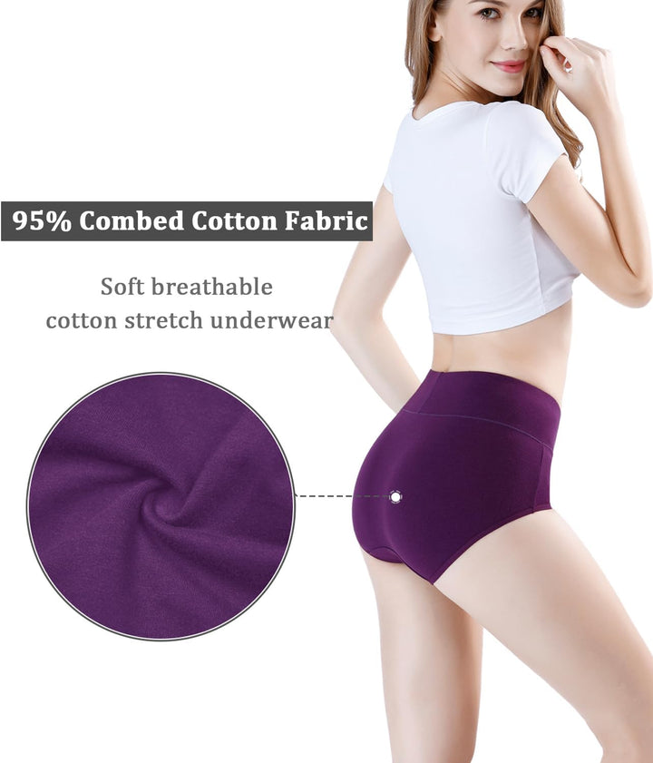 wirarpa Damen Unterhosen Baumwolle Unterwäsche Hohe Taille Slips Hoher Taillenslip für Frauen 5er Pa