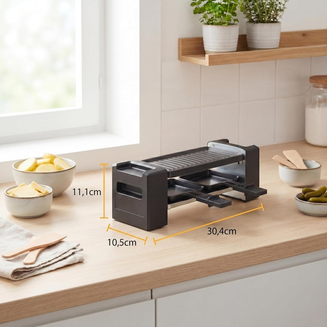 Tristar Raclette-Mini-Grill, 400 W, Für 2 Personen, Kompaktes Design Mit Antihaftoberfläche, Gleichm