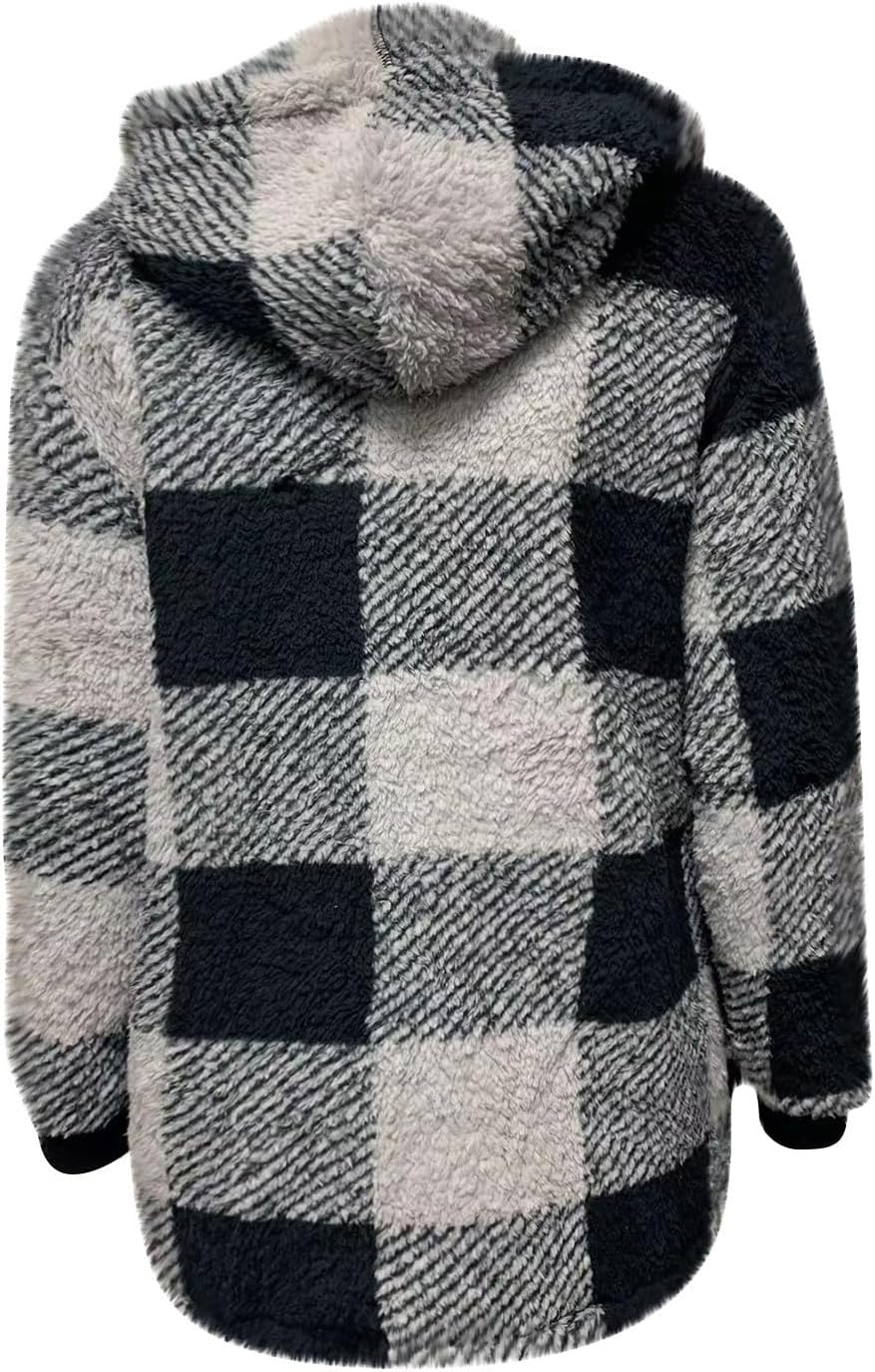 Ansenesna Fleecejacke Damen Mit Kapuze Flauschig Winterjacke Damen Warm Gefüttert Wintermantel Elega