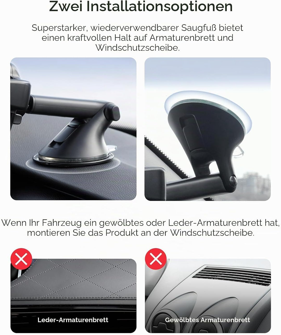 iOttie Easy One Touch 6 Universal-Kfz-Halterung für Armaturenbrett und Windschutzscheibe, Saugnapf,