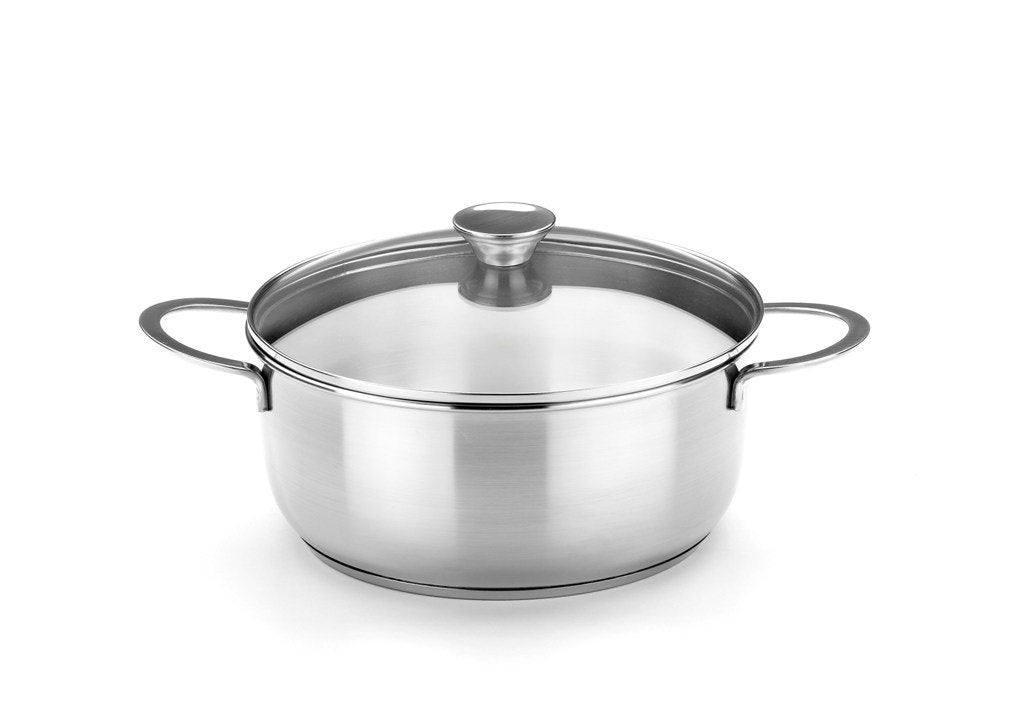 BRA Ancora Stieltopf, Edelstahl 18/10 mit Deckel aus Glas, 22 cm, 22 cm
