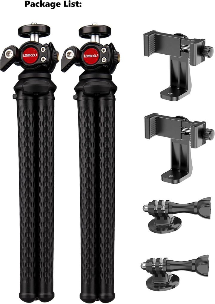 Lammcou Handy Stativ, Flexibel Stativ für Smartphone mit Voll Schwenkbar Kugelneiger & Vertikale und