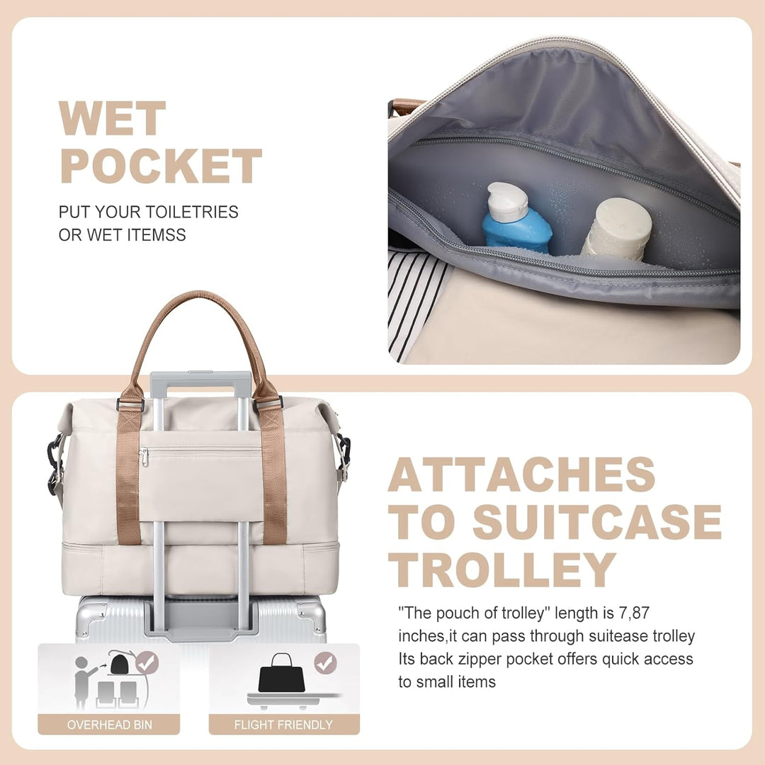 Reisetasche Damen Handgepäck Tasche Sporttasche mit Kulturbeutel Weekender Bag Schwimmtasche Wasserd