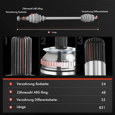 Frankberg Antriebswelle Vorne Rechts Kompatibel mit Picanto BA 1.1L 2005-2011 Picanto SA 1.0L 1.1L 2