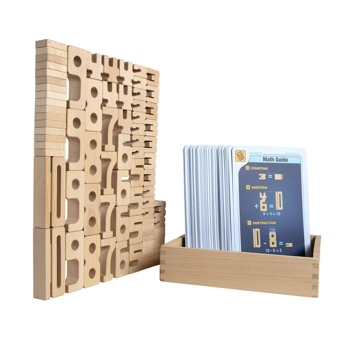 SumBlox Mini (Basic Set) - 80 Mini Holz Bausteine aus massiver Buche - Premium Zahlenbausteine Monte