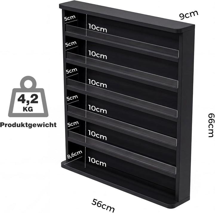 Nagellackregal Wandmontage mit 6 Ebenen, Stabiler Nagellack Organizer aus MDF & Acryl, Wandregal für