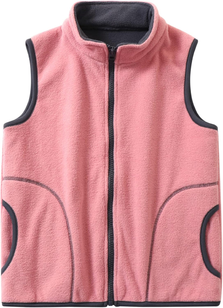 ANIMQUE Kinder Jungen Mädchen Fleeceweste Stehkragen Reissverschluss Doppellagiges Polar Fleece West