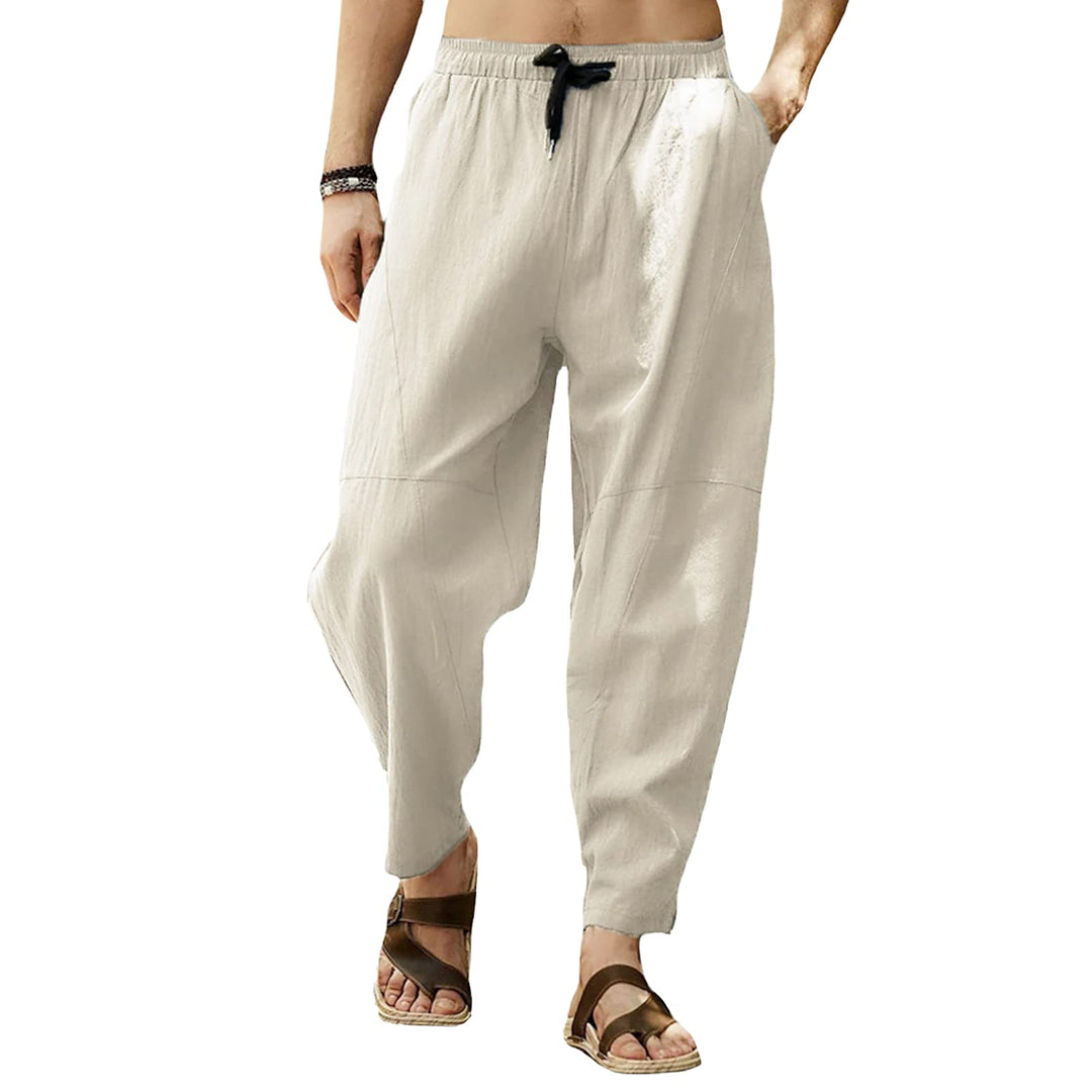 Cooleep Leinenhose Herren Sommerhose Herren Leicht Yogahose Freizeithose mit Elastische Gürtel L Bei