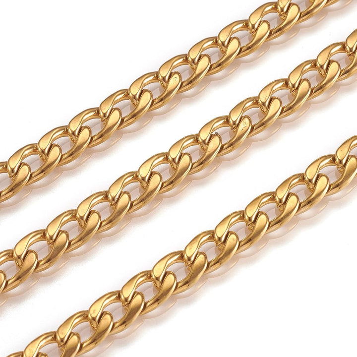 Edelstahl-Panzerketten, goldfarben, ungeschweisst, gedreht, 9 x 6 mm, für Halskette, Schmuck, Zubehö