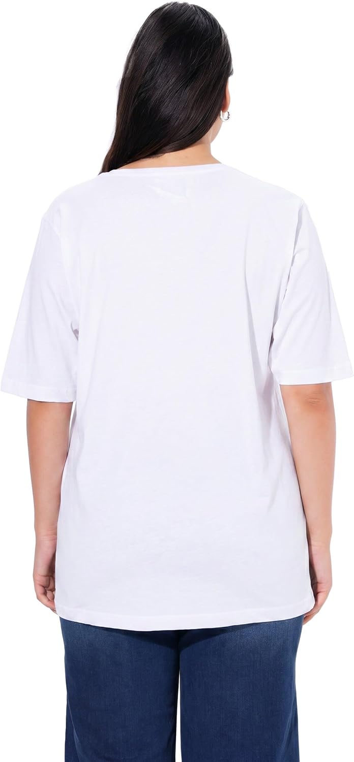 Ulla Popken Damen Basic, Rundhals T-Shirt 54-56 Schneeweiss, 54-56 Schneeweiss