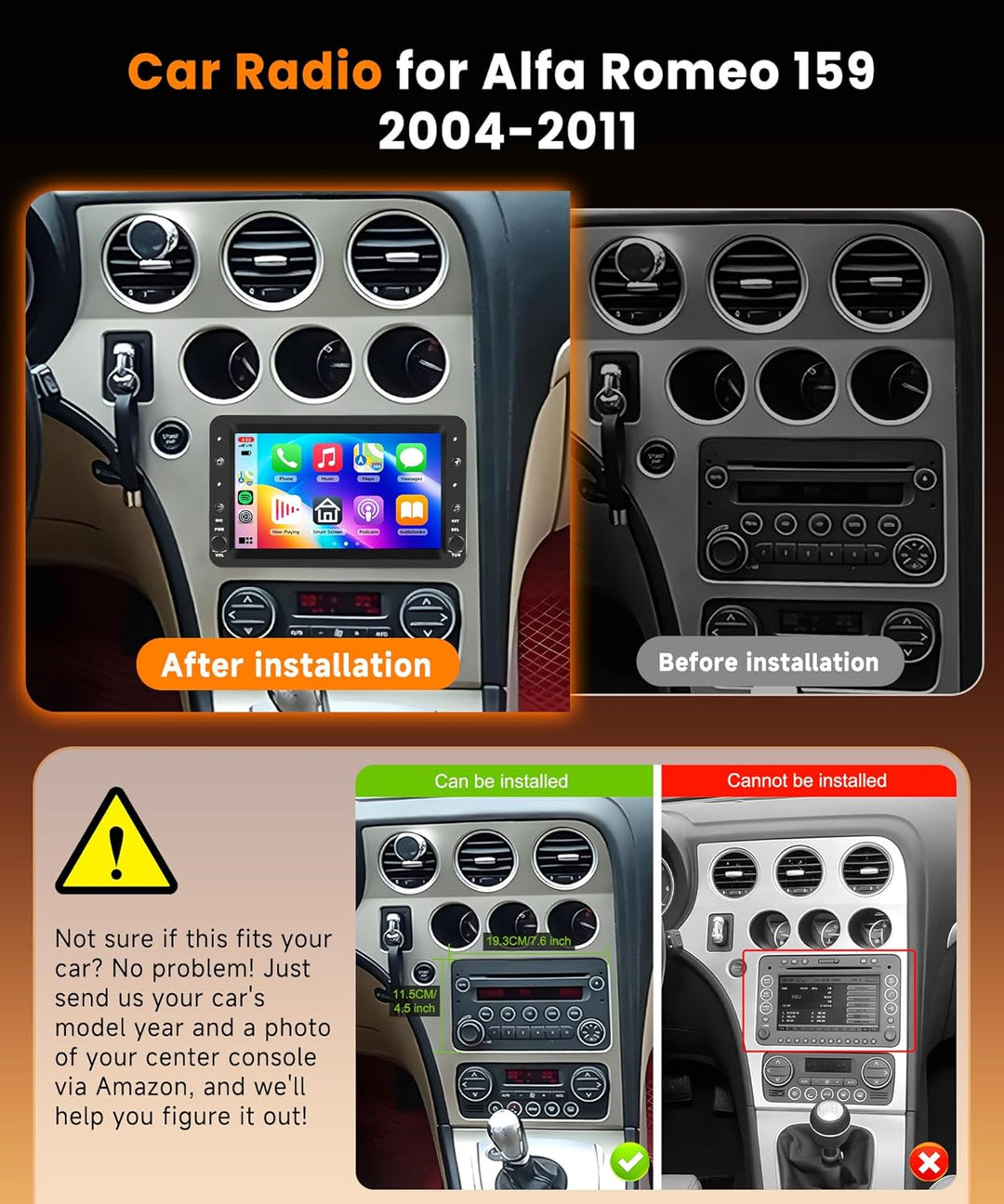 8 Kern 4G+64G Autoradio Android 15 für Alfa Romeo 159 2004-2011, 7 Zoll HD IPS Touchscreen Auto Radi