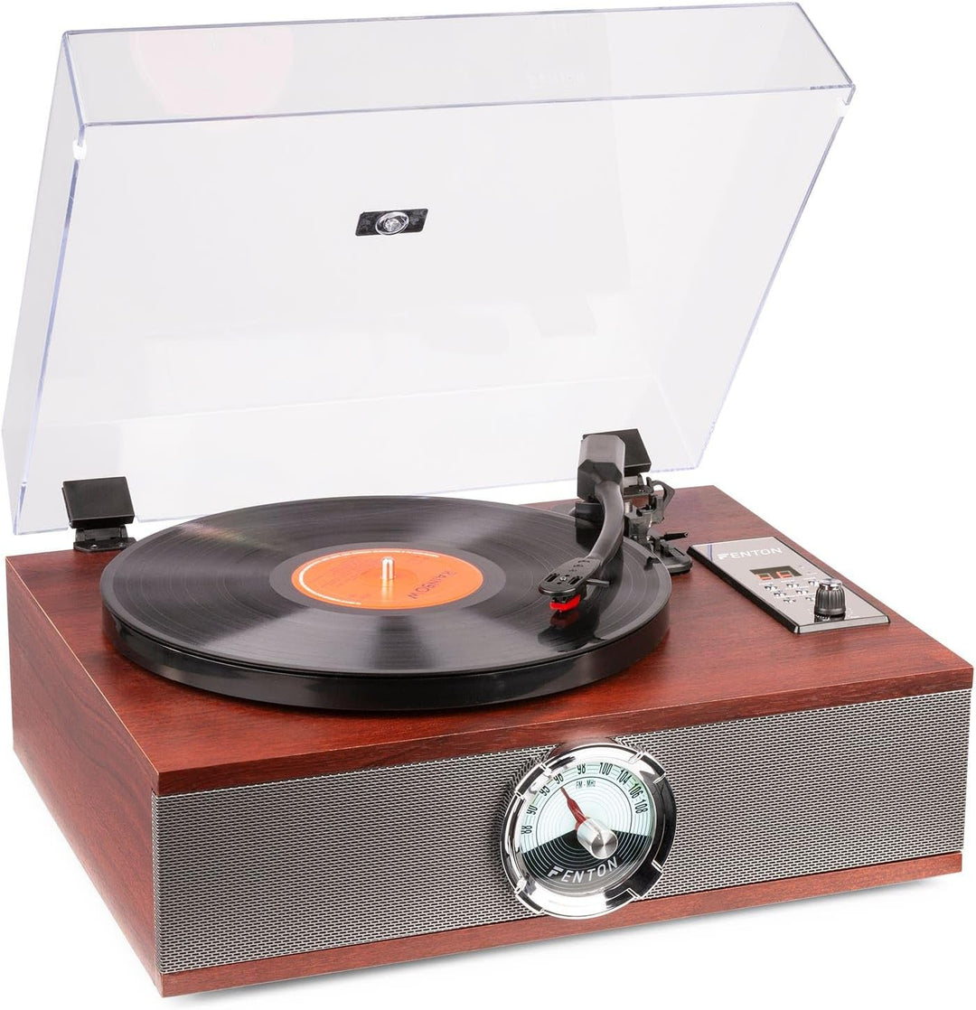 Fenton RP180 Retro Plattenspieler mit Bluetooth, CD-Player, Radio, Plattenspieler mit Lautsprecher,
