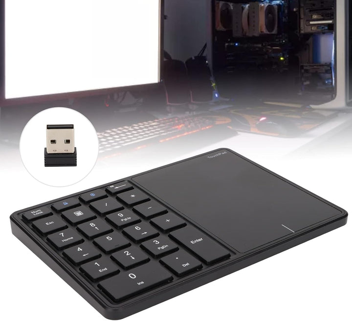 Haofy Numerisches Keypad 21 Tasten mit Touchpad, 500-mAh, Bluetooth & 2,4G, Plug-and-Play für, macOS