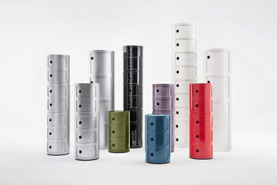 Kartell Componibili, 4 Elements, Schwarz, Runde Basis 4-fächer Schwarz, 4-fächer Schwarz
