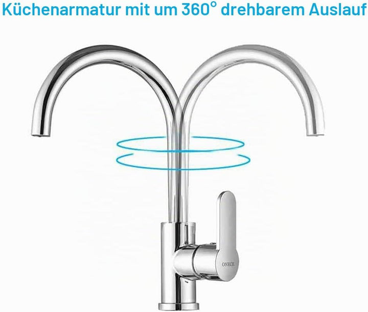 ONECE Küchenarmatur mit 360° schwenkbar Auslauf, Wasserhahn Hochdruck Armatur Küche Mischbatterie Ei