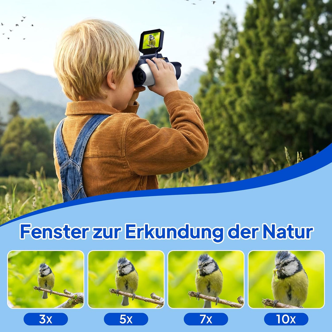 Fernglas für Kinder, Ashfly Kinderfernrohr mit eingebauter Kamera Nachtsicht, 10-facher Vergrösserun