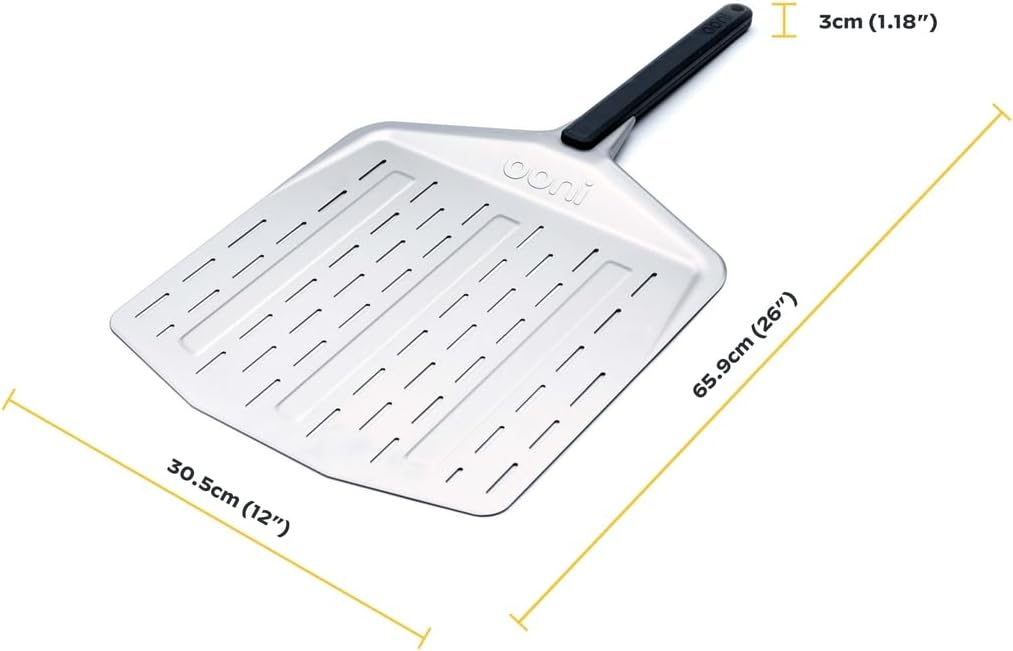 Ooni perforierte Pizzaschaufel 30 cm – Aluminium-Pizzaschieber mit langem Griff – Pizzaschaufel zum