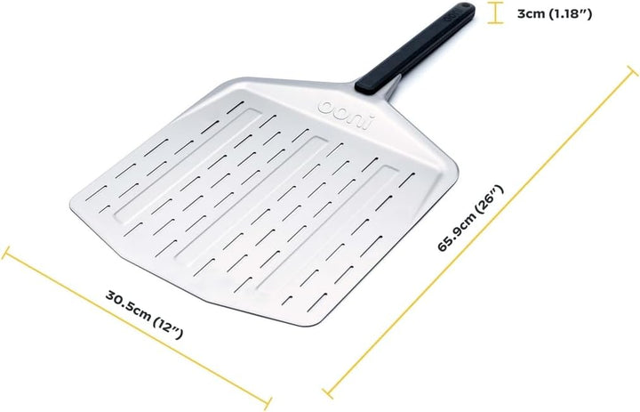 Ooni perforierte Pizzaschaufel 30 cm – Aluminium-Pizzaschieber mit langem Griff – Pizzaschaufel zum